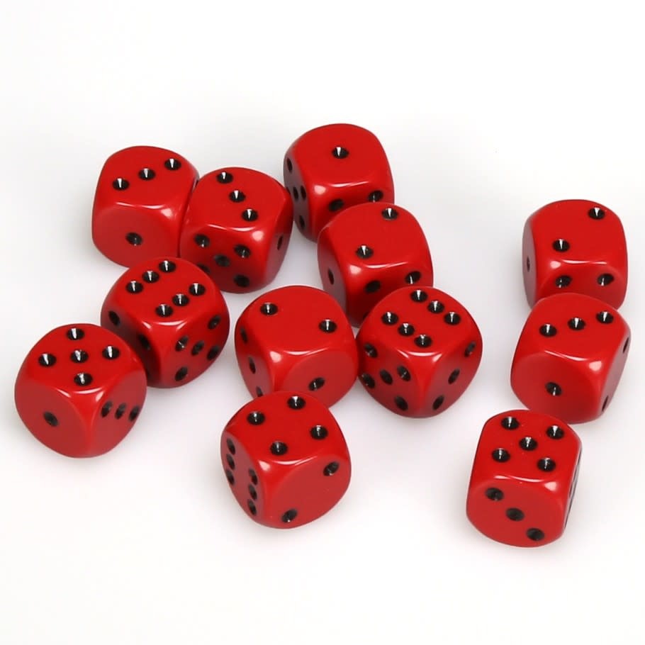 Chessex Opaque 16mm D6 Dice Block (12-Dice)