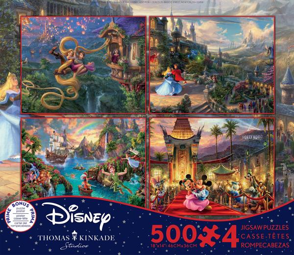 Thomas Kinkade The Disney Collection 4 in 1 Multipack-Rapunzel, Sleeping Beauty, Peter Pan, Mickey & Minnie in Hollywood