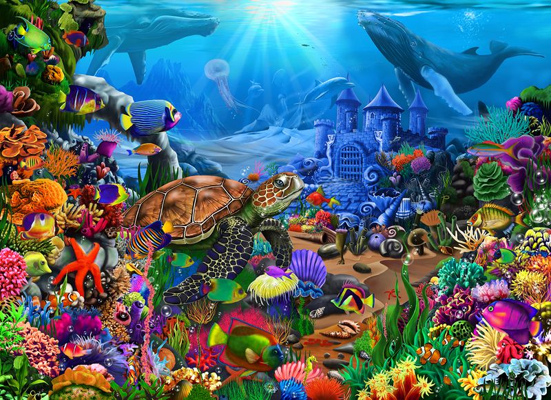 Undersea Turtle (500 pc Wooden puzzle)
