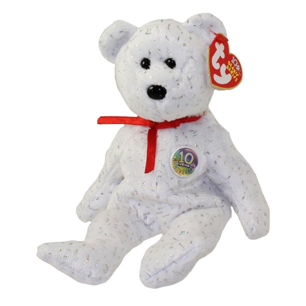Beanie Baby: Decades the Bear (White)