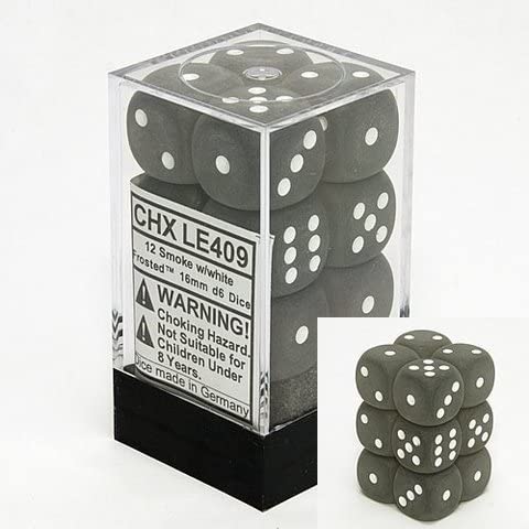 Chessex Frosted 16mm D6 Dice Block (12-Dice)