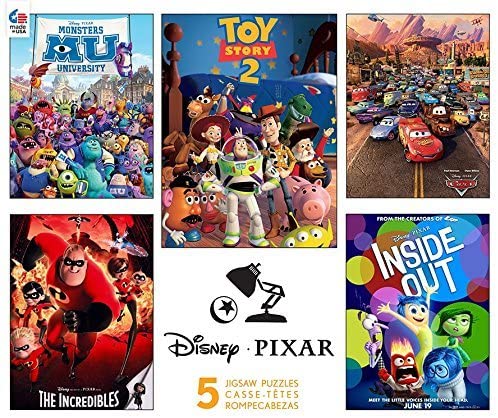 Disney Pixar 5-in-1 Multipack Puzzles Includes - Inside Out, The Incredibles, Toy Story 2, Monster University, and Cars