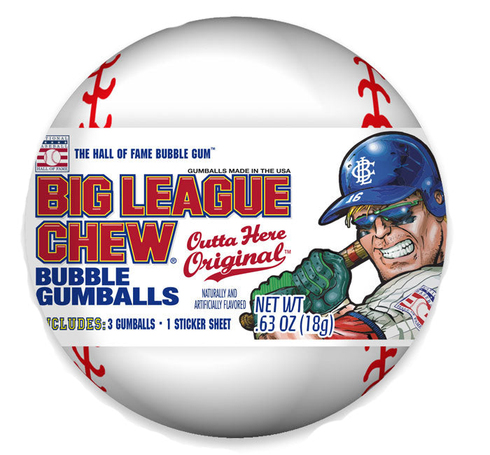 Big League Chew Baseball with Gumaballs, Stickers & Tattoo