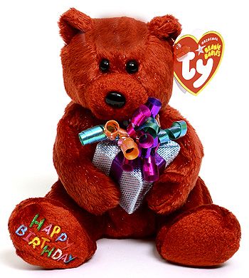 Beanie Baby: Happy Birthday the Bear (Red, Potbelly)