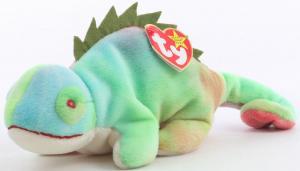 Beanie Baby: Iggy the Iguana (Rainbow, No Tongue, Hang Tag on Spine)