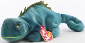 Beanie Baby: Iggy the Iguana (Blue, Hang Tag on Spine)