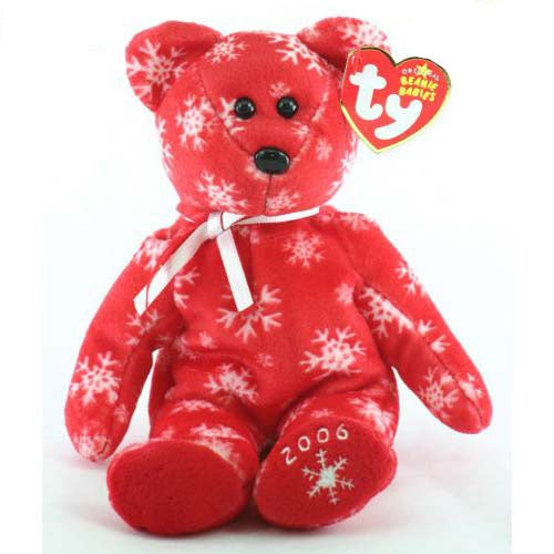 Beanie Baby: Snowbelles the Bear (Red with White Flakes)