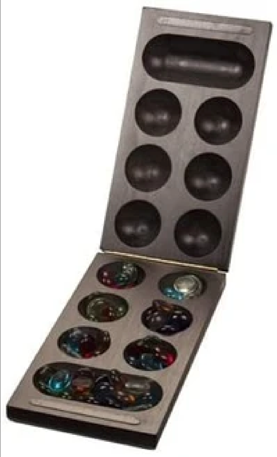 African Stone Game - Dark Stained Wood & Glass