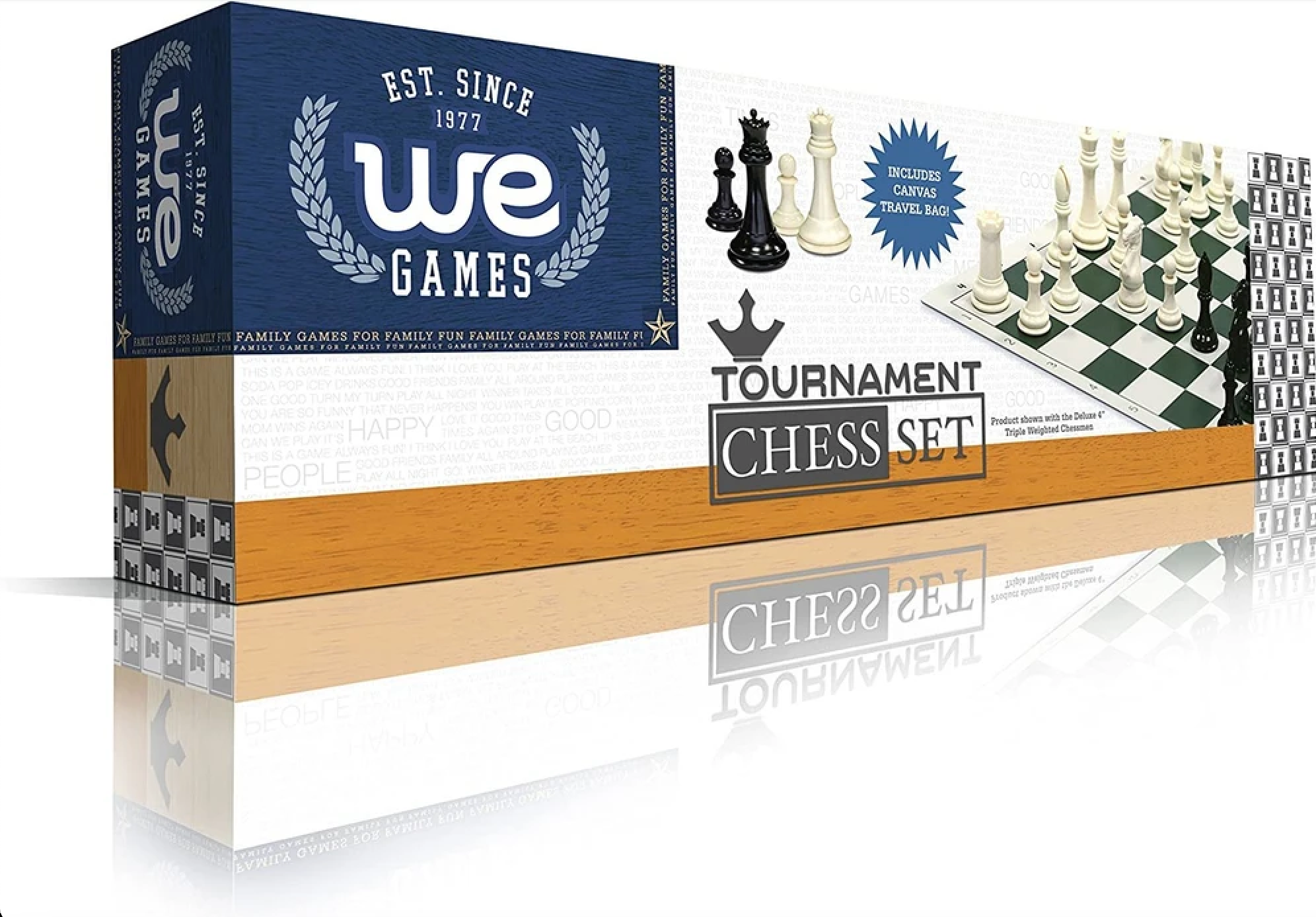 Tournament Chess Set with Canvas Travel Bag - Green