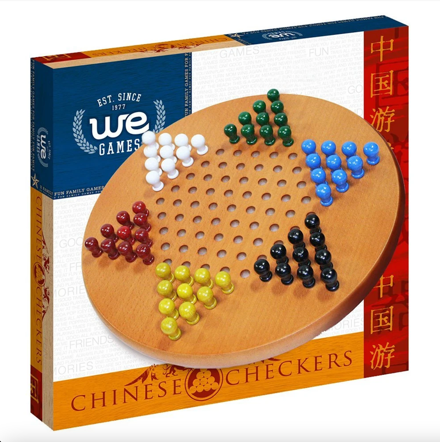 Chinese Checkers - 11.5" Diameter w Wooden Pegs