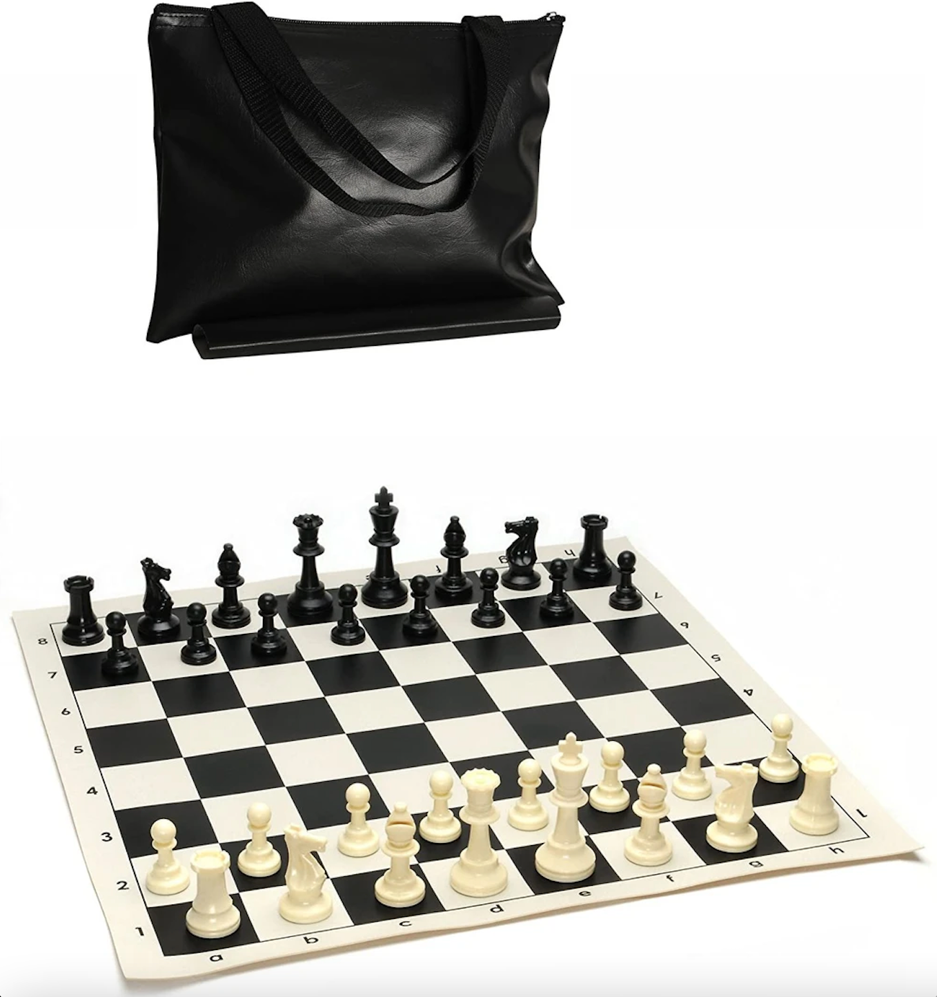 Tournament Chess Set with Canvas Travel Bag - Black