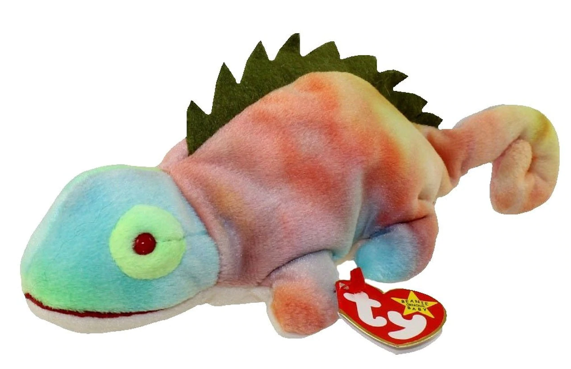 Beanie Baby: Iggy the Iguana (Rainbow, No Tongue, Hang Tag on Foot)