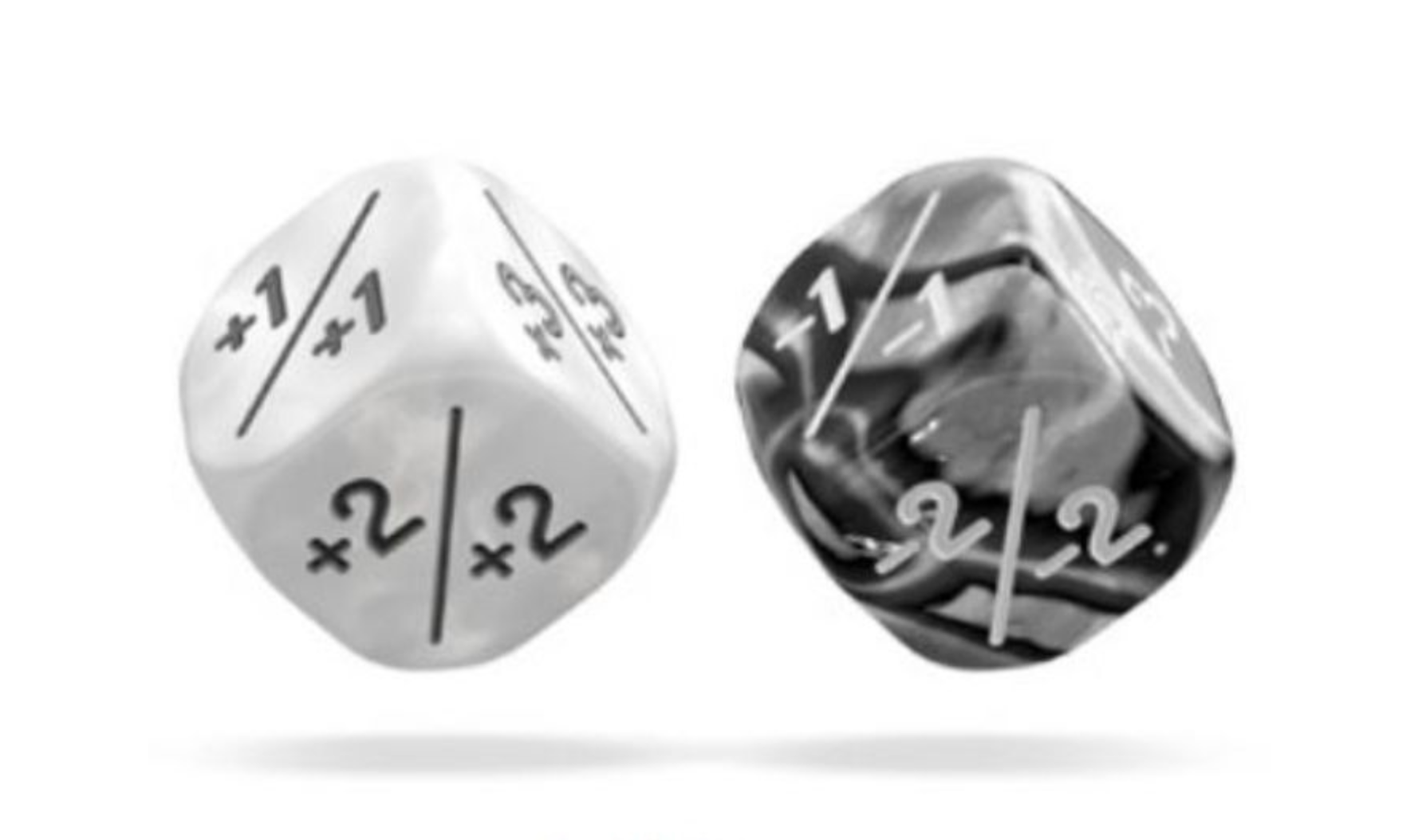 Oakie Doakie Dice - D6 12 mm Positive & Negative Marble/Gemidice - White