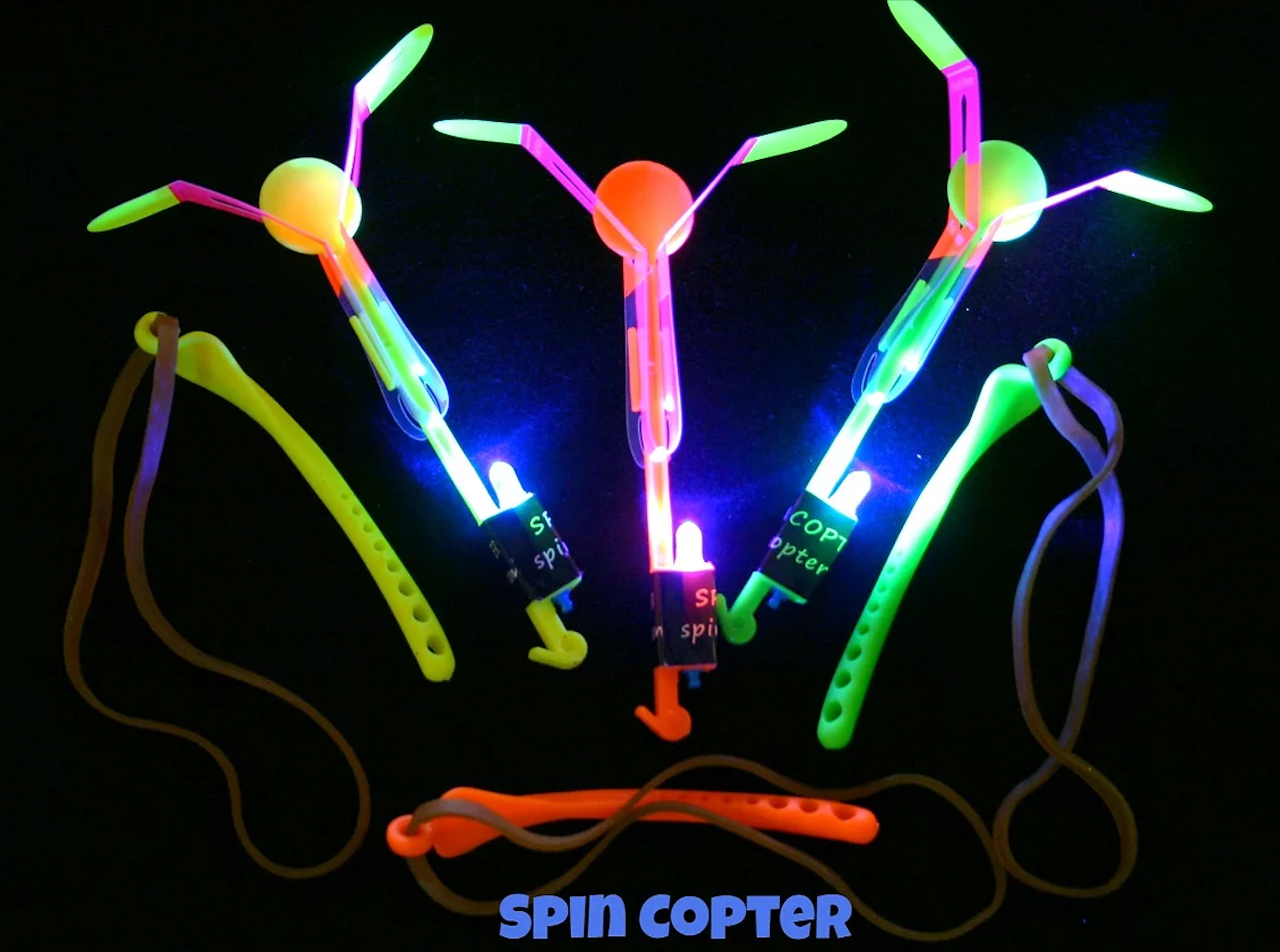 Spin-Copter LED Slingshot Helicopter (Assorted Colors)