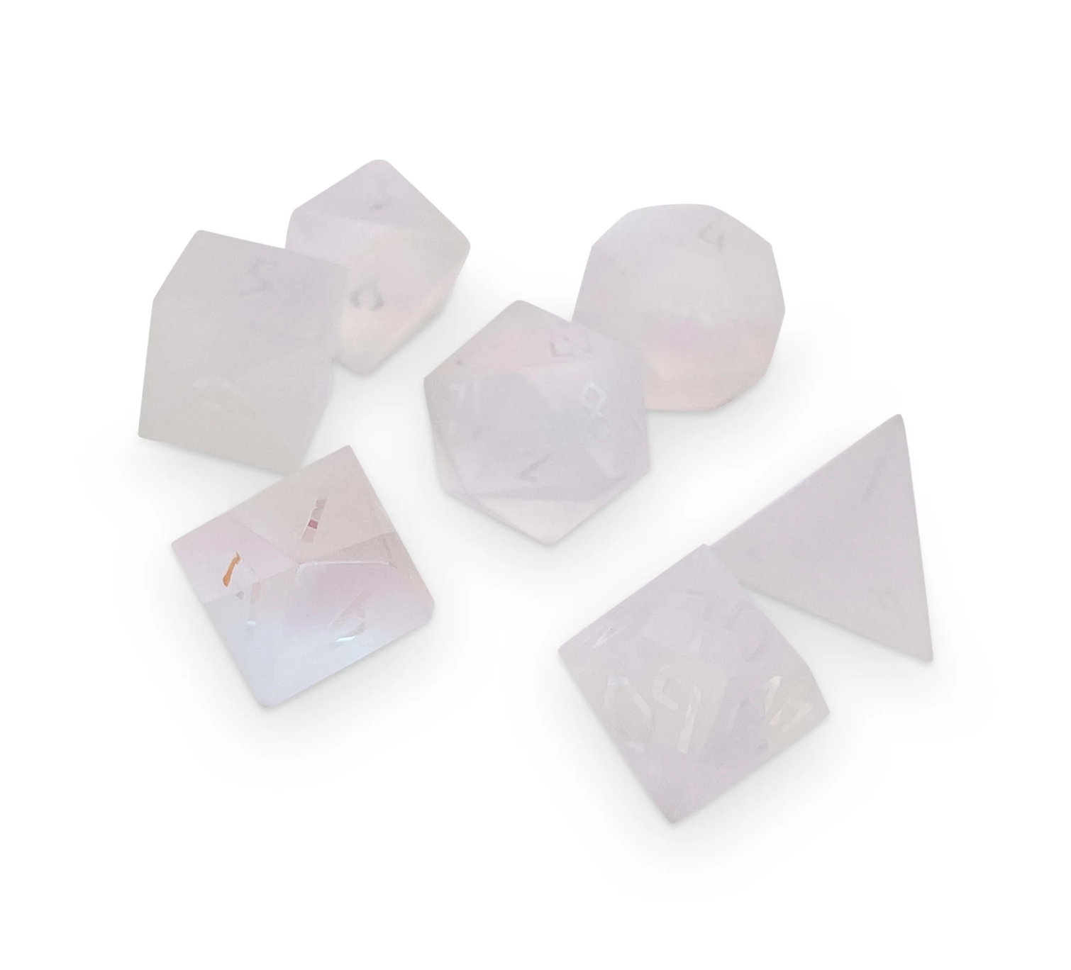 Frosted K9 Rainbow Glass - Raised Polyhedral 7-Die Set