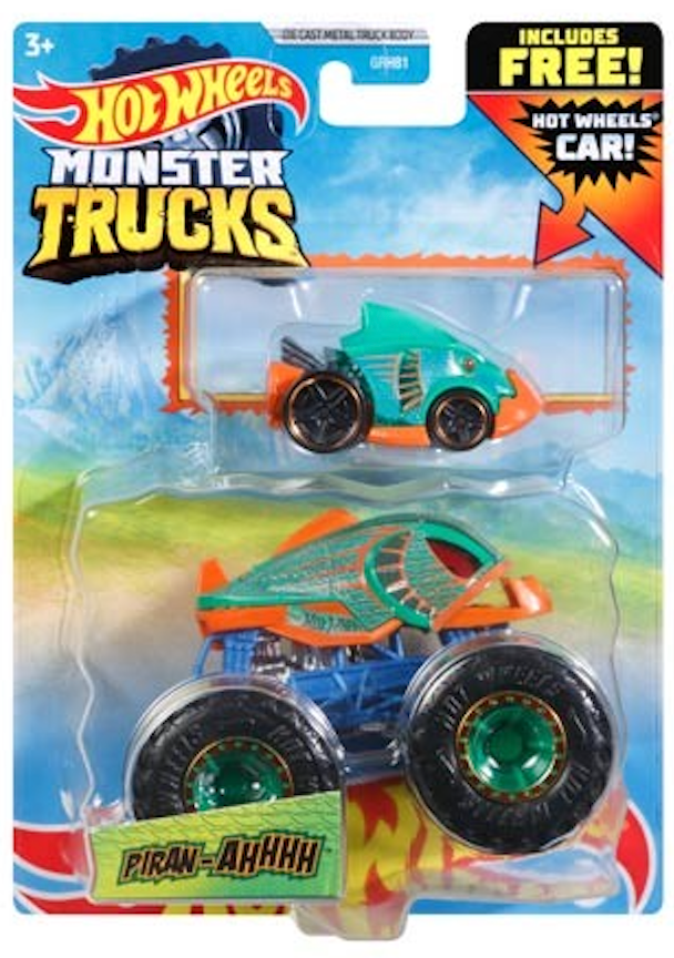 Hot Wheels Monster Trucks Tiger Shark VS Piranahhhh 1:64 Scale 2-Pack