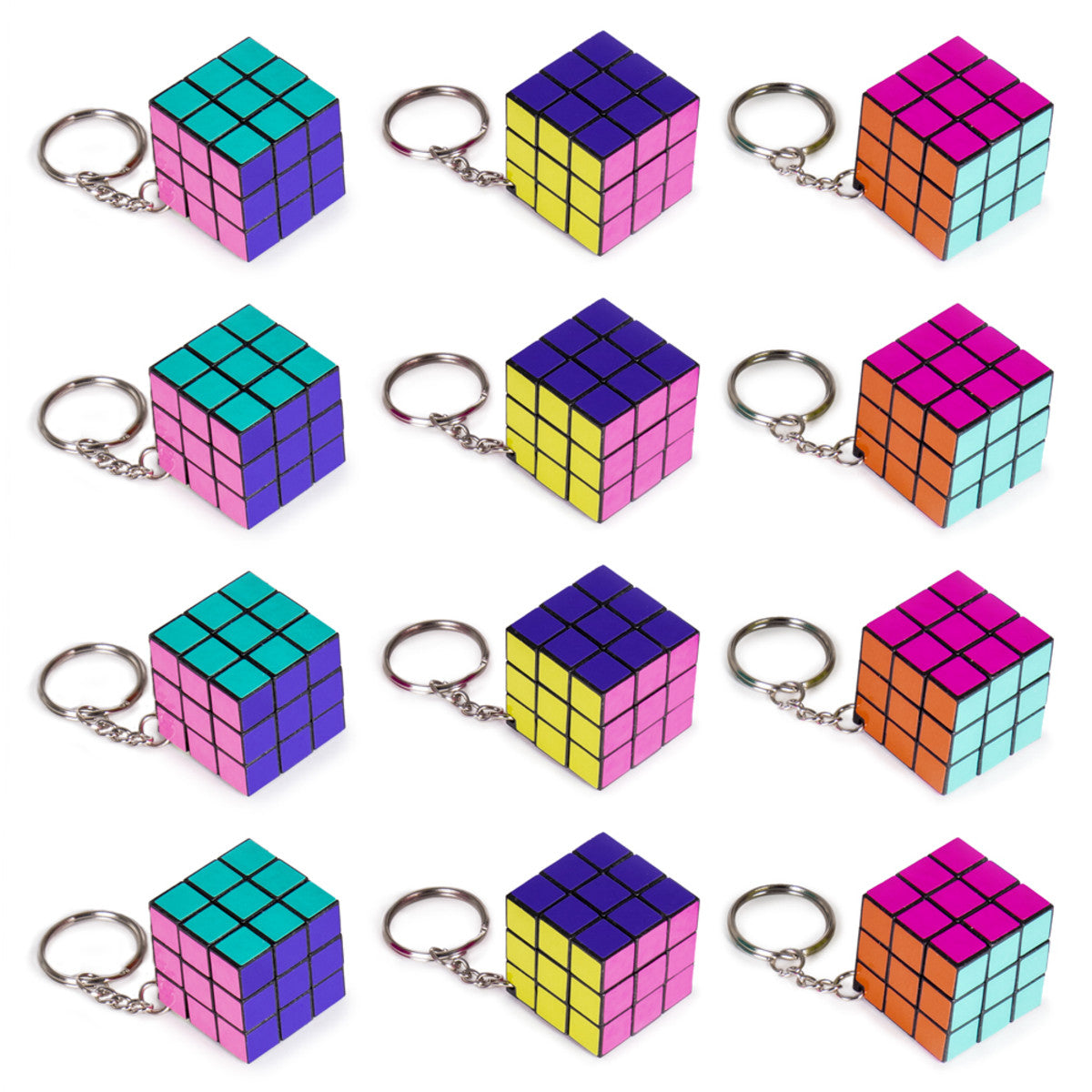 80s Retro Neon Puzzle Cube Keychain