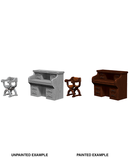 Pathfinder Deep Cuts Unpainted Miniatures: W5 Desk & Chair