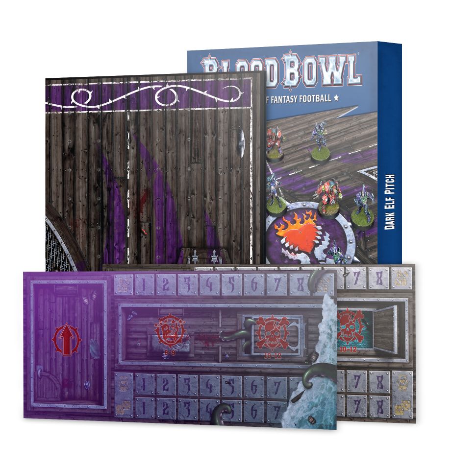 Blood Bowl: Dark Elf Team Double-sided Pitch and Dugouts Set