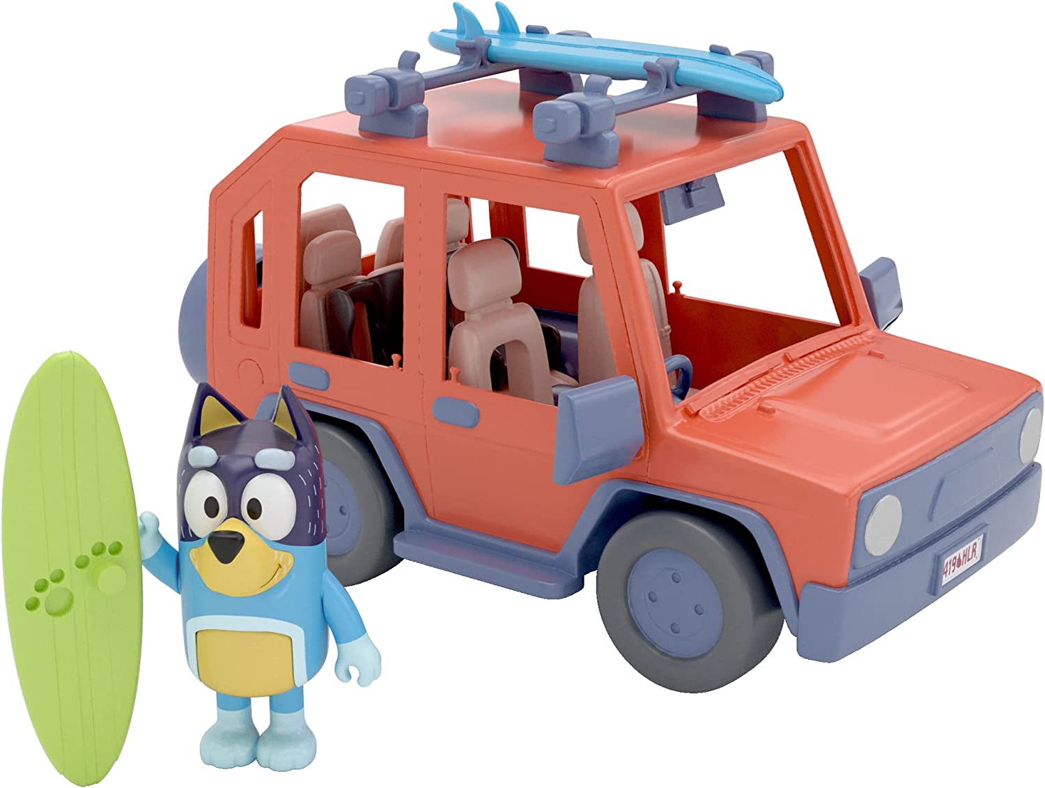 Bluey 4WD Family Vehicle, with 1 Figure and 2 Surfboards