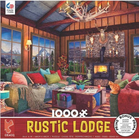 Rustic Lodge: Cozy Fire (1000 pc puzzle)