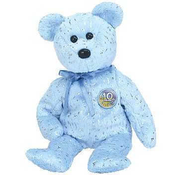 Beanie Baby: Decades the Bear (Light Blue)