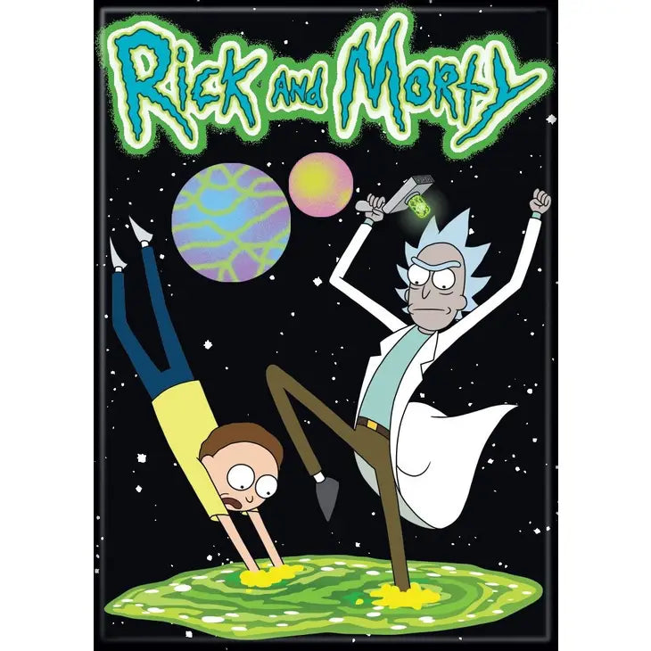 Rick and Morty on Green Magnet