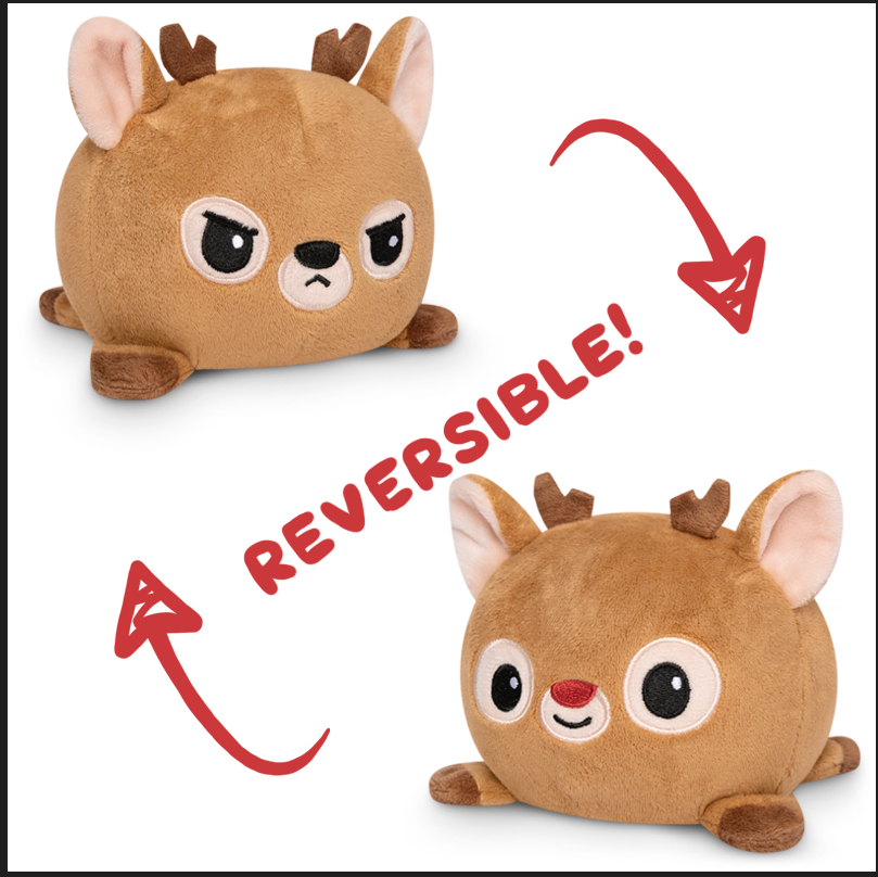 Reversible Angry Reindeer Plush