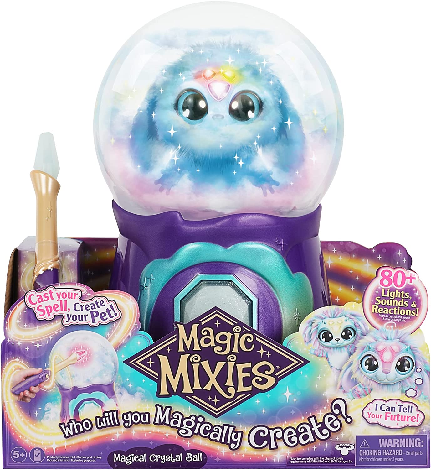 Magical Mixies: Crystal Ball with Interactive 8 inch Pink Plush Toy and 80+ Sounds and Reactions