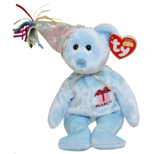 Beanie Baby: March the Bear (Party Hat)