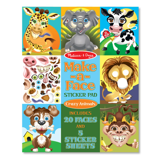 Make-a-Face Sticker Pad - Crazy Animals Sticker Pad