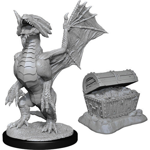 D&D Nolzur's Marvelous Unpainted Miniatures: W13 Bronze Dragon Wyrmling & Pile of Sea Found Treasure